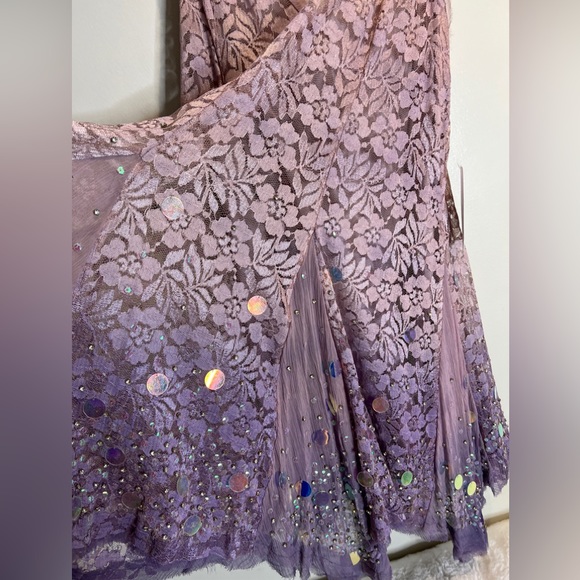 Free People Time After Time Embellished Whimsical Sequins Lace Mini Dress - Picture 6 of 9